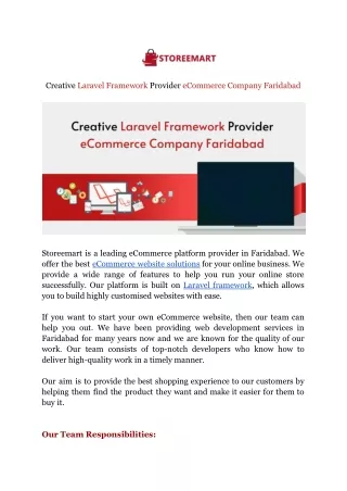 creative laravel framework provider ecommerce