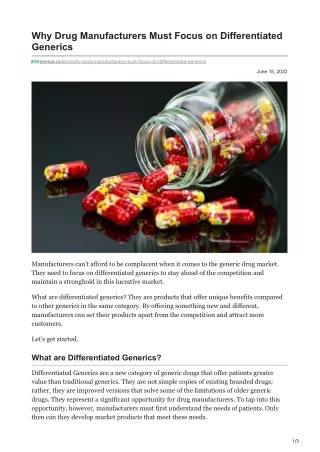 why drug manufacturers must focus