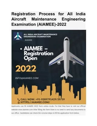 Registration Process for All India Aircraft Maintenance Engineering Examination (AIAMEE)-2022