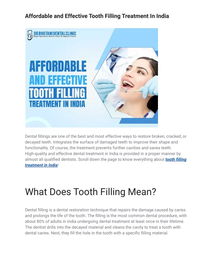 affordable and effective tooth filling treatment