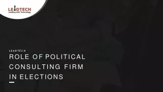 Role of Political Consulting Firm in Elections