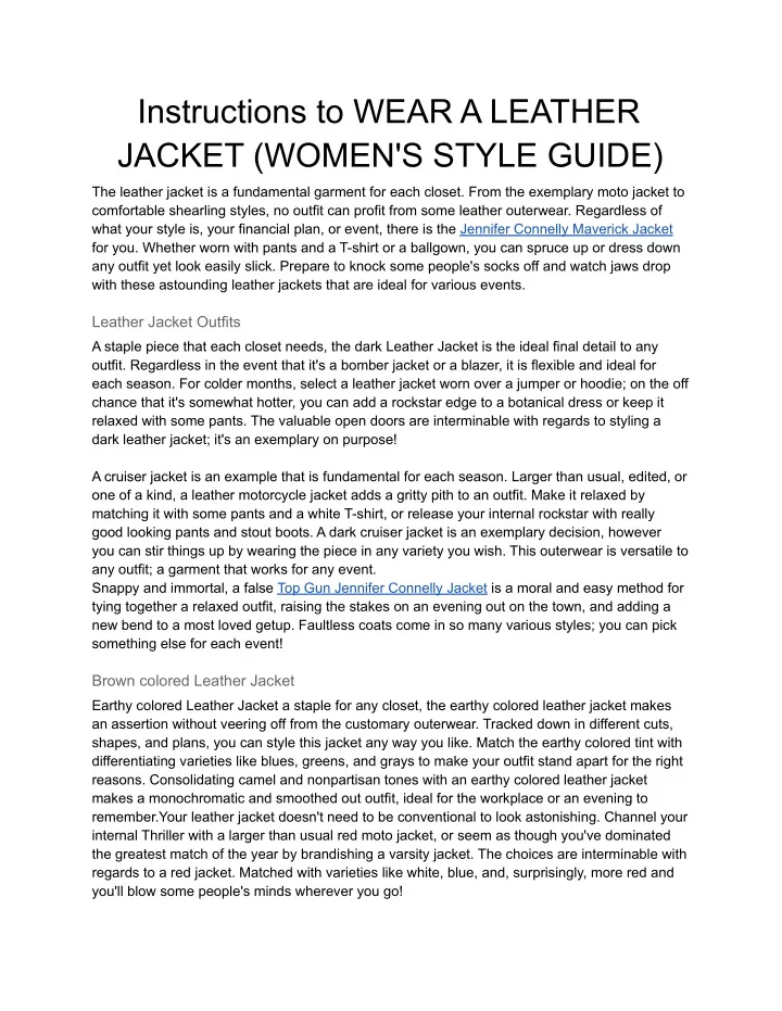 instructions to wear a leather jacket women