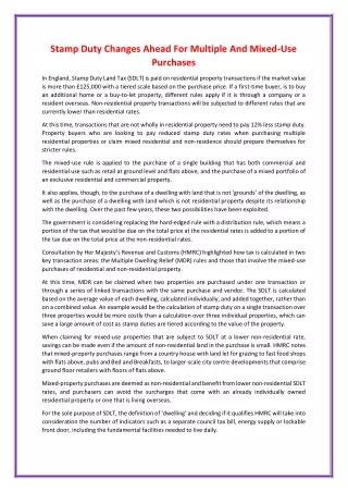 stamp duty changes ahead for multiple and mixed