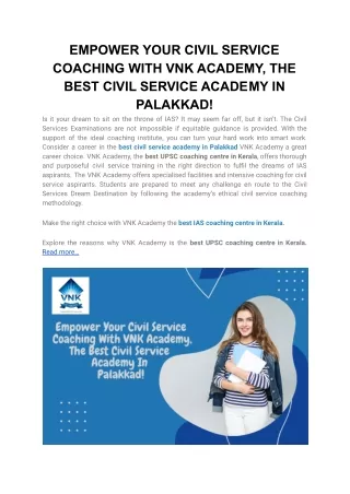 Empower Your Civil Service Coaching With VNK Academy,