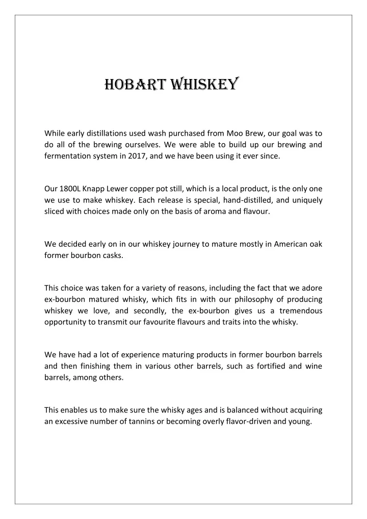 hobart whiskey