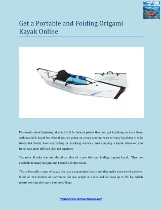 Get a Portable and Folding Origami Kayak Online