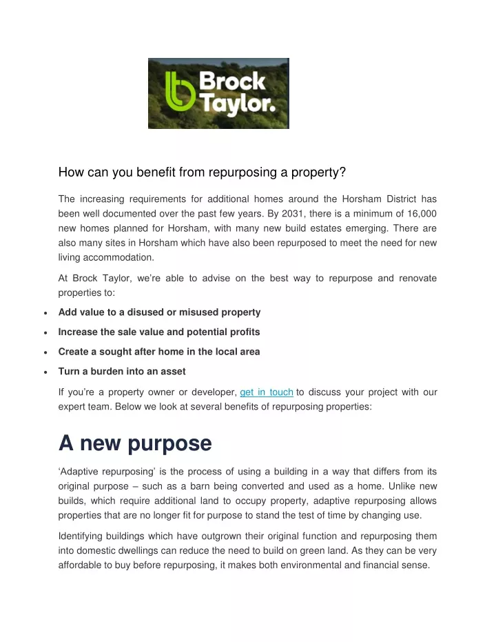 how can you benefit from repurposing a property