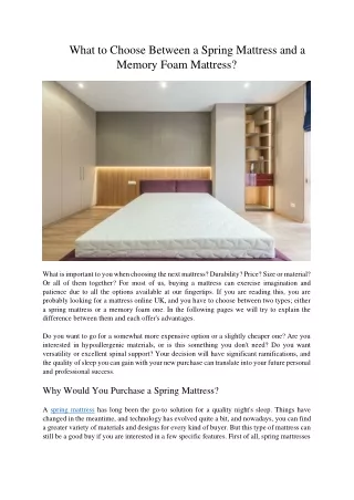 what to choose between a spring mattress
