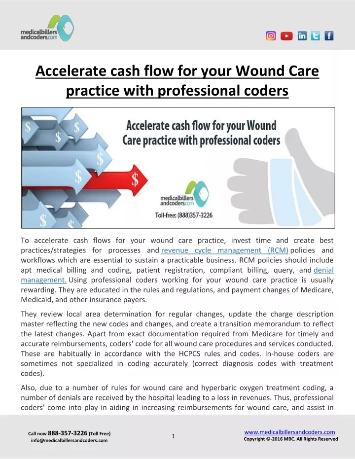 accelerate cash flow for your wound care practice