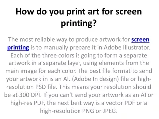 how do you print art for screen printing