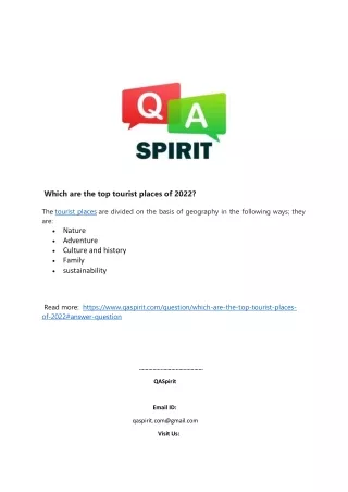 which are the top tourist places of 2022