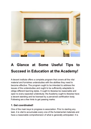 a glance at some useful tips to