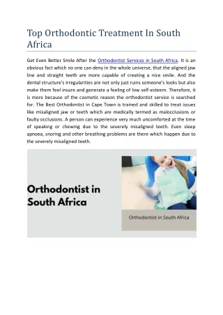 Top Orthodontic Treatment In South Africa
