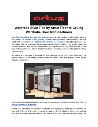 Wardrobe Style Tips by Artuz Floor to Ceiling Wardrobe Door Manufacturers