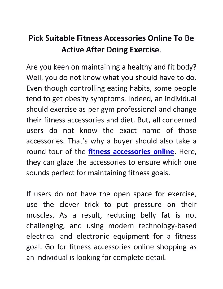 pick suitable fitness accessories online