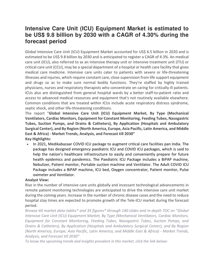 intensive care unit icu equipment market