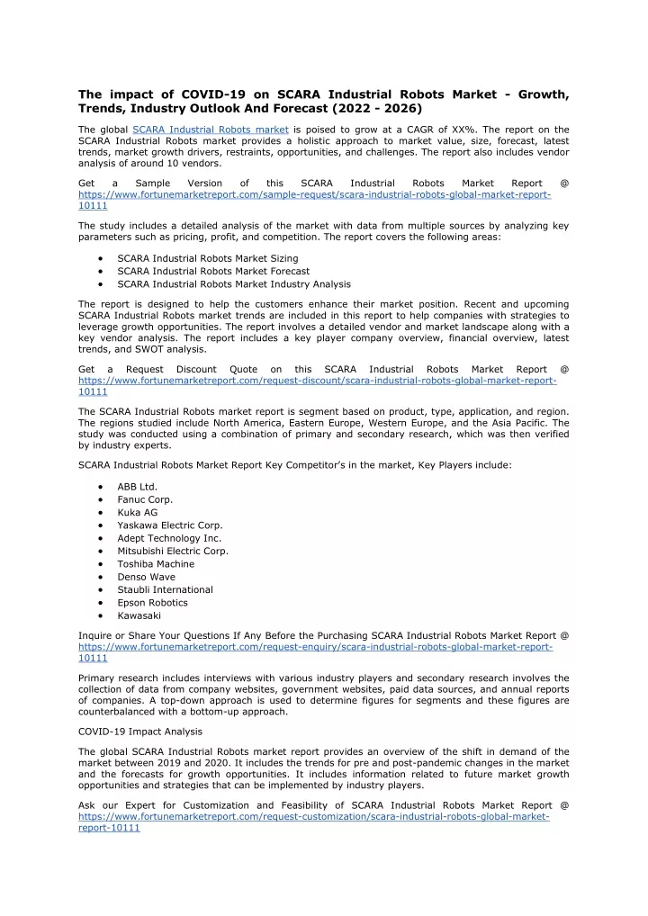 the impact of covid 19 on scara industrial robots