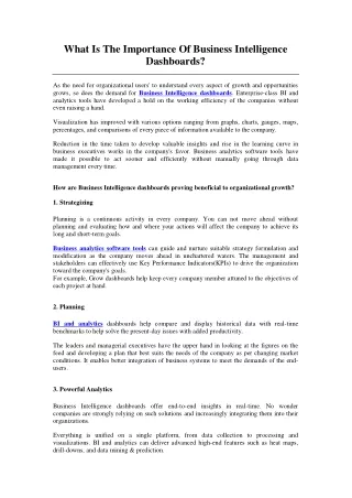 what is the importance of business intelligence
