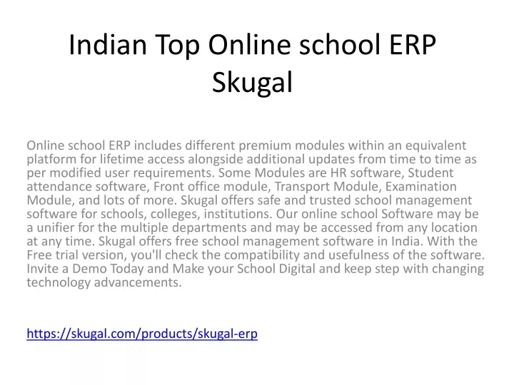 indian top online school erp skugal