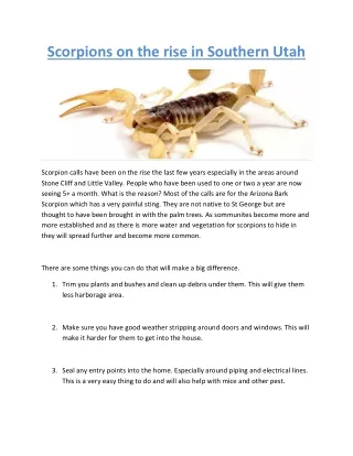 Scorpions on the rise in Southern Utah