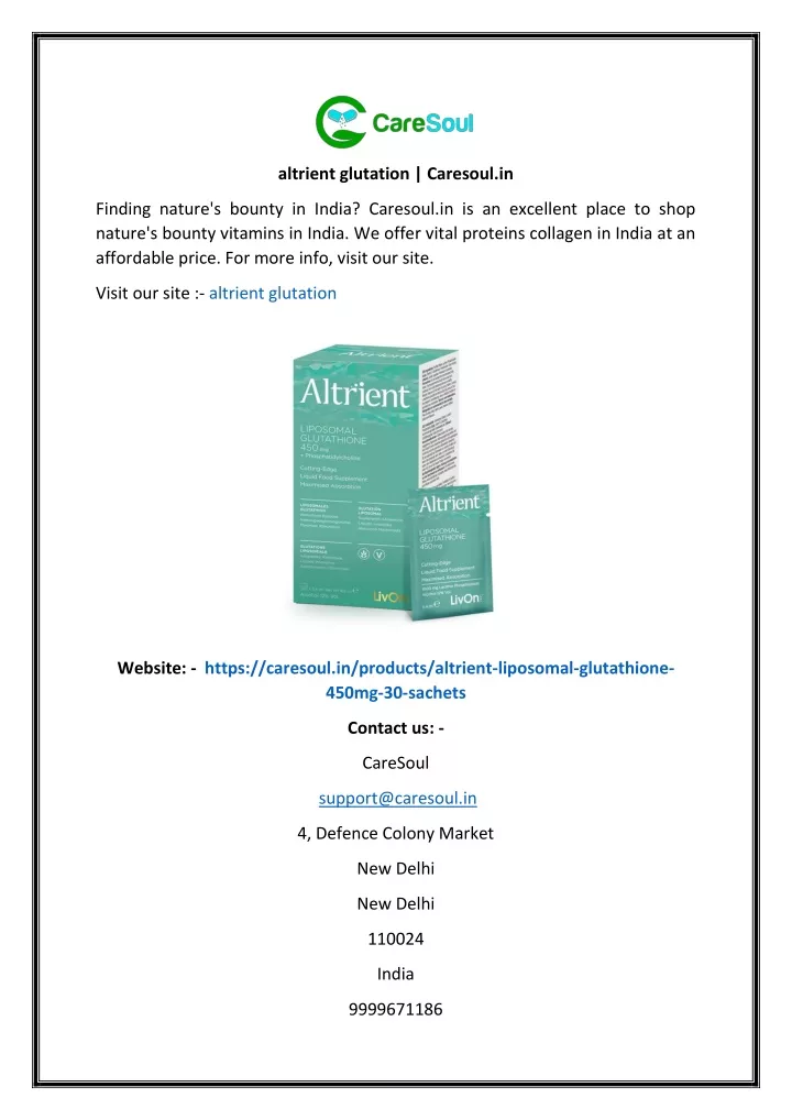 altrient glutation caresoul in