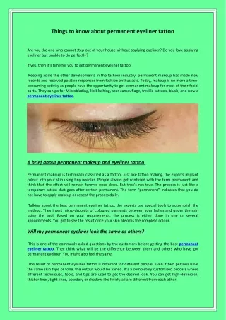 Things to know about permanent eyeliner tattoo