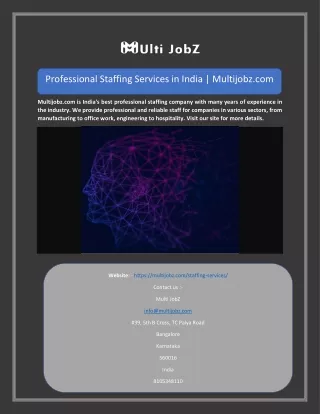 Professional Staffing Services in India Multijobz