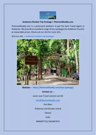 Andaman Nicobar Trip Package Thetravelbuddy