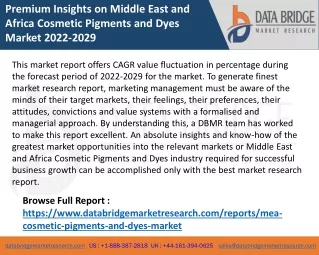 Premium Insights on Middle East and Africa Cosmetic Pigments and Dyes Market 2022-2029