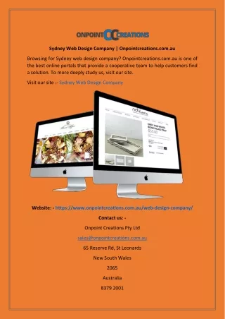Sydney Web Design Company  Onpointcreations.com