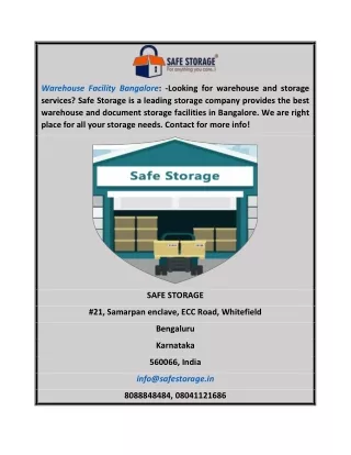 warehouse facility bangalore looking