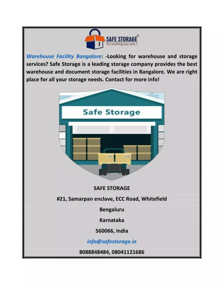 warehouse facility bangalore looking