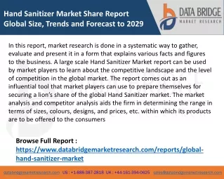 Hand Sanitizer Market Share Report Global Size, Trends and Forecast to 2029