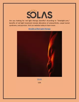 Benefits of Red Light Therapy  Solaslight.com