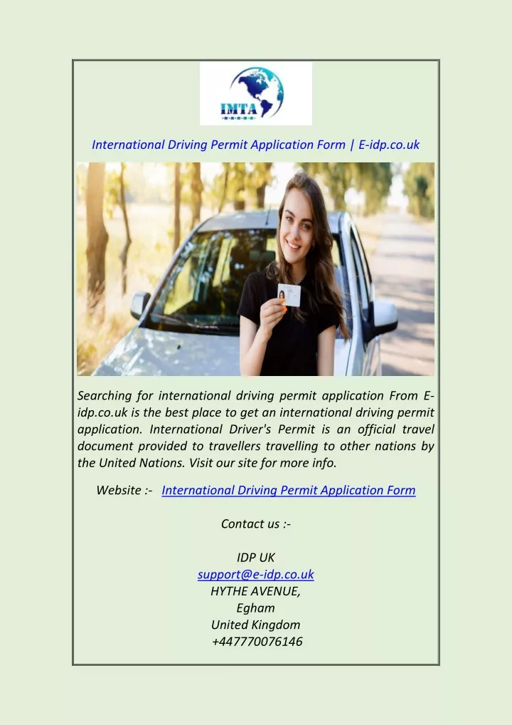 international driving permit application form