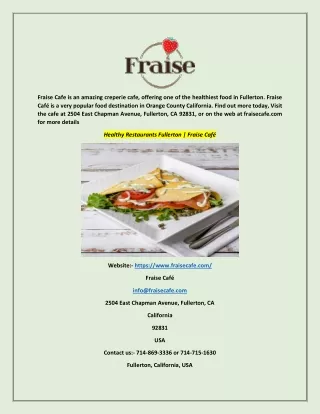 Healthy Restaurants Fullerton  Fraise Café