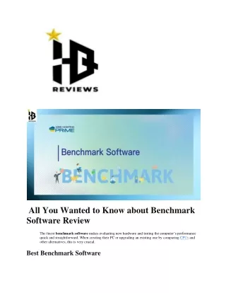 all you wanted to know about benchmark software