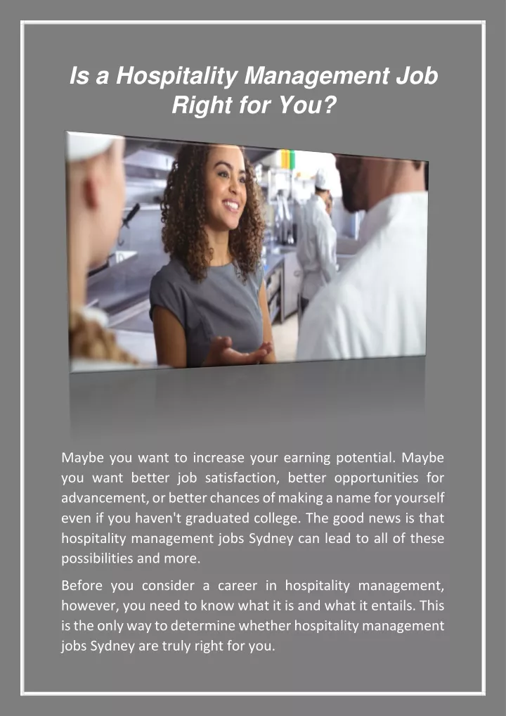 is a hospitality management job right for you