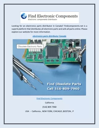 Electronics Parts Distributor Canada  Findcomponents.net