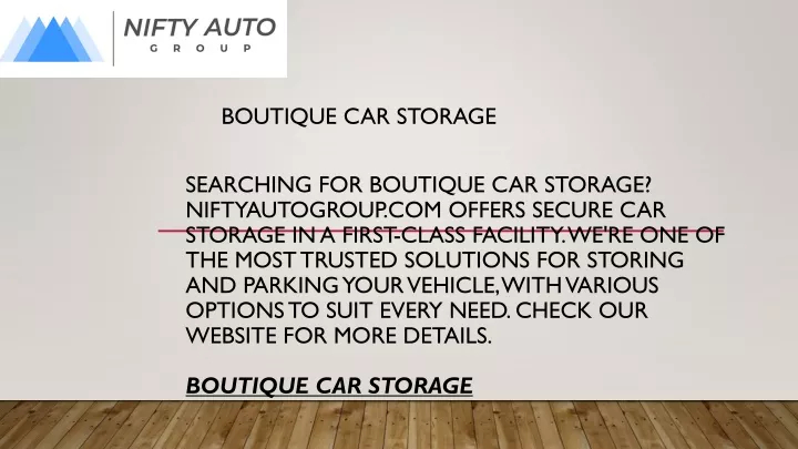 boutique car storage