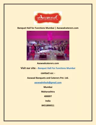 banquet hall for functions mumbai aaswadcaterers