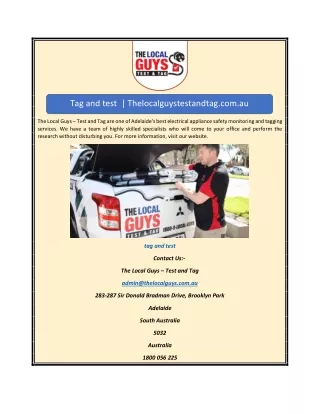 tag and test thelocalguystestandtag com au