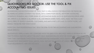 quickbooks file doctor use the tool fix accounting issues