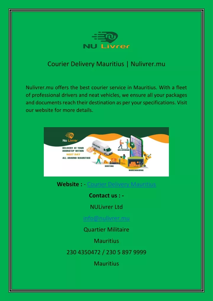 courier delivery mauritius nulivrer mu