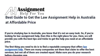 best guide to get the law assignment help in australia at affordable price
