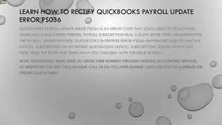 learn how to rectify quickbooks payroll update error ps036