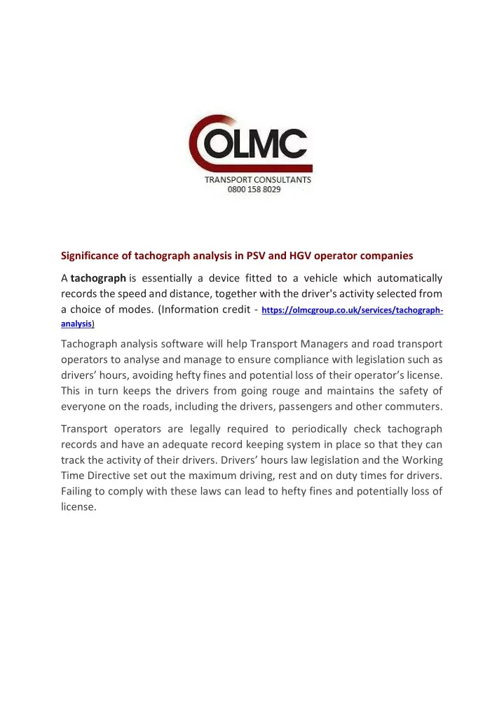 significance of tachograph analysis