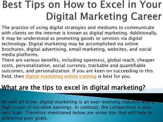 best tips on how to excel in your digital marketing career