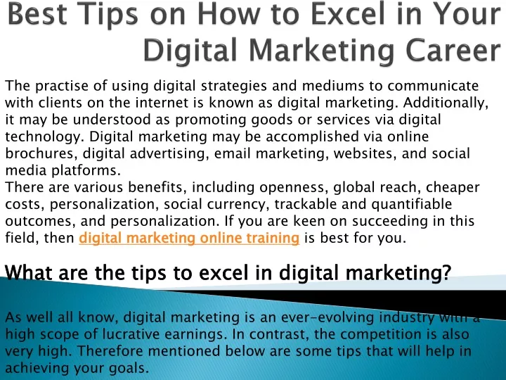 best tips on how to excel in your digital marketing career