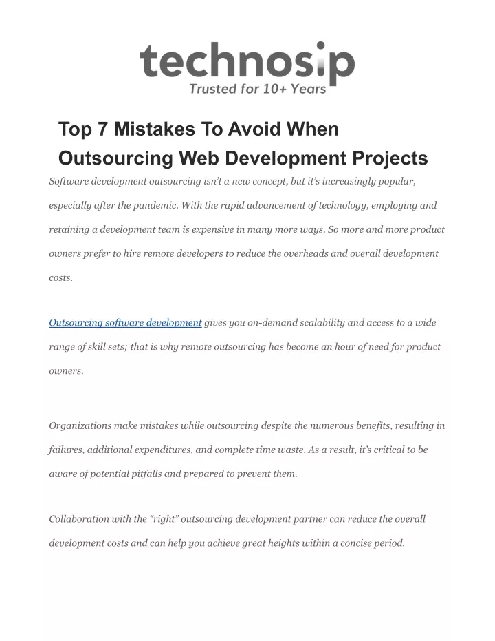 top 7 mistakes to avoid when outsourcing